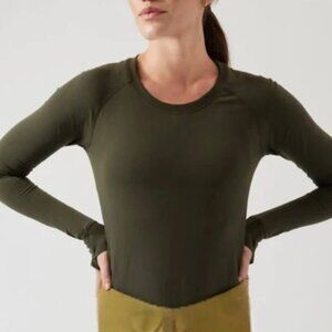 Athleta | Momentum Seamless Top | Aspen Olive | M